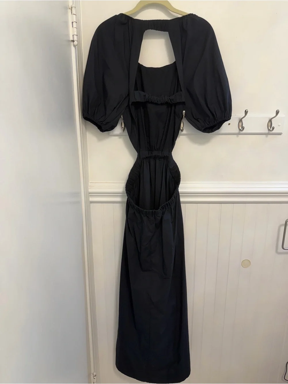 Abercrombie & Fitch Black Puff-Sleeve Cutout Maxi Dress